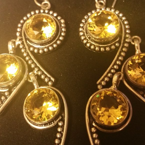 New Citrine Drop Earrings in Silver - Picture 3 of 4